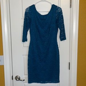Lace quarter length sleeve midi dress